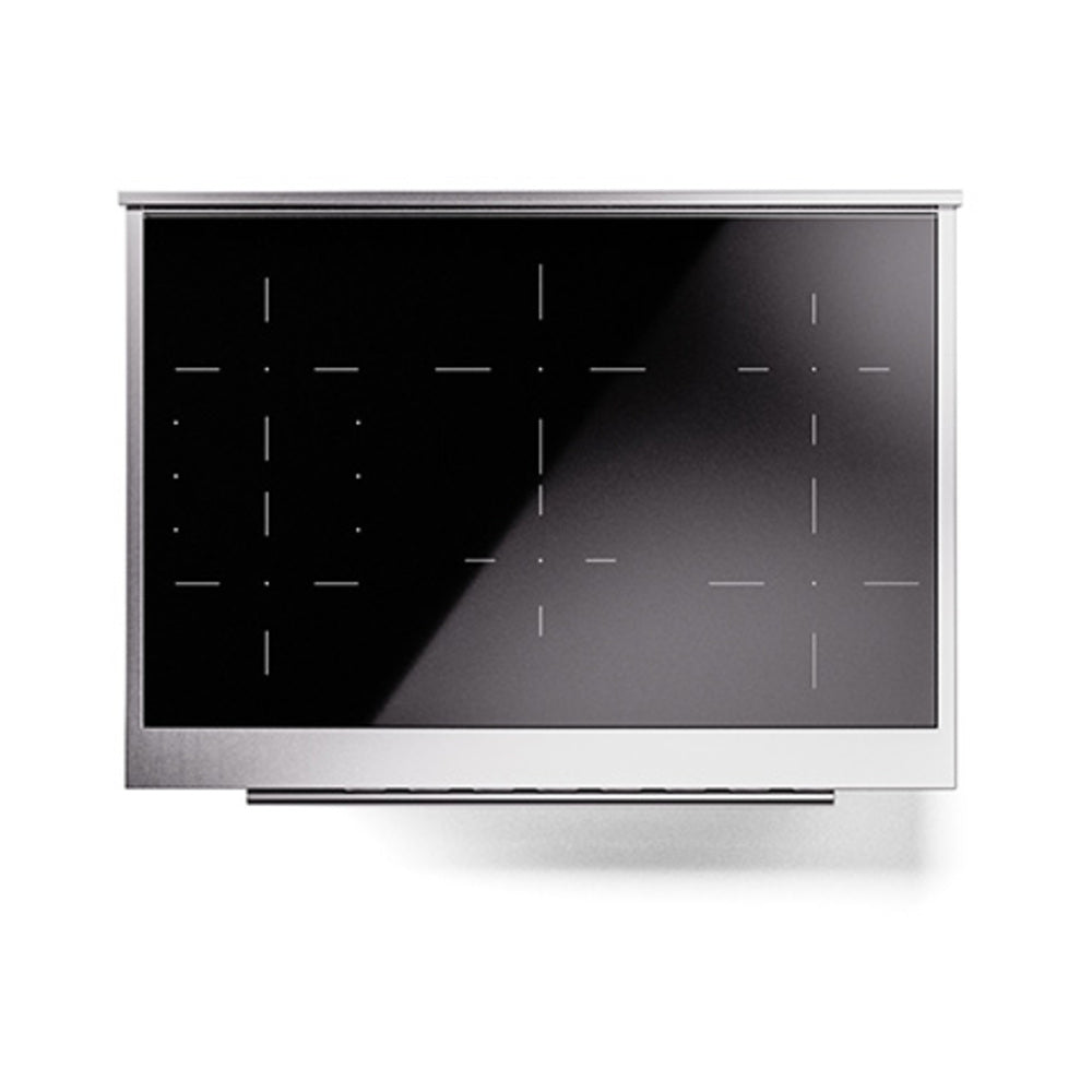 Matte graphite induction cooktop with burner zone markings on glass