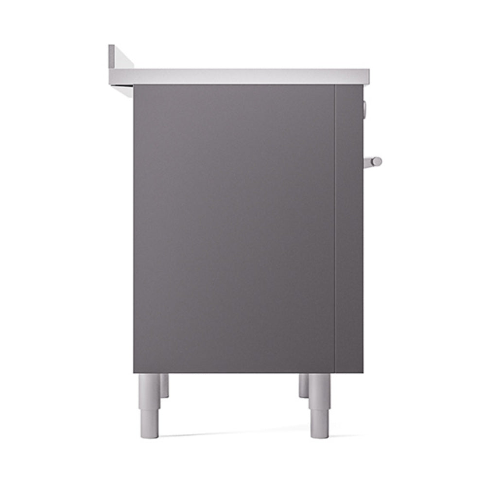 Matte graphite solid door oven with side view and control knob