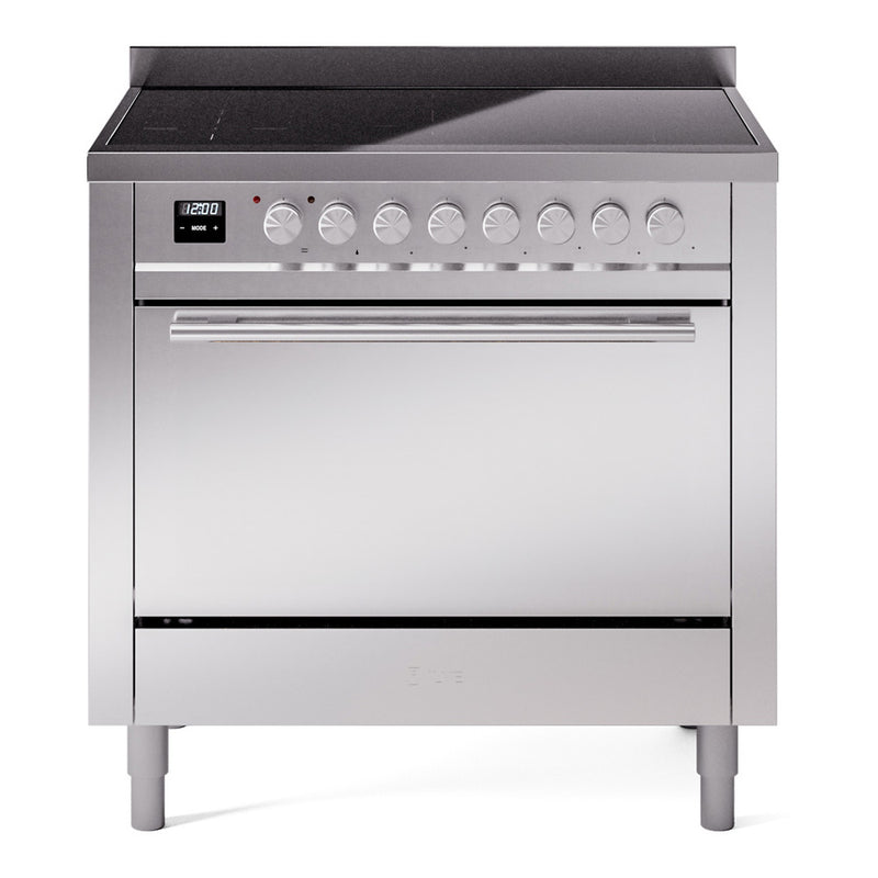 ILVE 36-inch Professional Plus II Induction Range with Solid Door Oven in Stainless Steel (UPI366QMPSS)