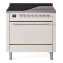ILVE 36-Inch Nostalgie II Induction Range with Solid Door Oven in Antique White with Chrome Trim (UPI366QNMPAWC)