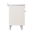 ILVE 36-Inch Nostalgie II Induction Range with Solid Door Oven in Antique White with Chrome Trim (UPI366QNMPAWC)
