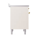 ILVE 36-Inch Nostalgie II Induction Range with Solid Door Oven in Antique White with Brass Trim (UPI366QNMPAWG)