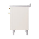 ILVE 36-Inch Nostalgie II Induction Range with Solid Door Oven in Antique White with Brass Trim (UPI366QNMPAWG)