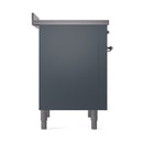 ILVE 36-Inch Nostalgie II Induction Range with Solid Door Oven in Blue Grey with Chrome Trim (UPI366QNMPBGC)