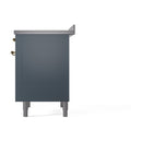 ILVE 36-Inch Nostalgie II Induction Range with Solid Door Oven in Blue Grey with Brass Trim (UPI366QNMPBGG)