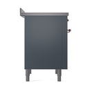 ILVE 36-Inch Nostalgie II Induction Range with Solid Door Oven in Blue Grey with Copper Trim (UPI366QNMPBGP)