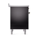 ILVE 36-Inch Nostalgie II Induction Range with Solid Door Oven in Glossy Black with Bronze Trim (UPI366QNMPBKB)