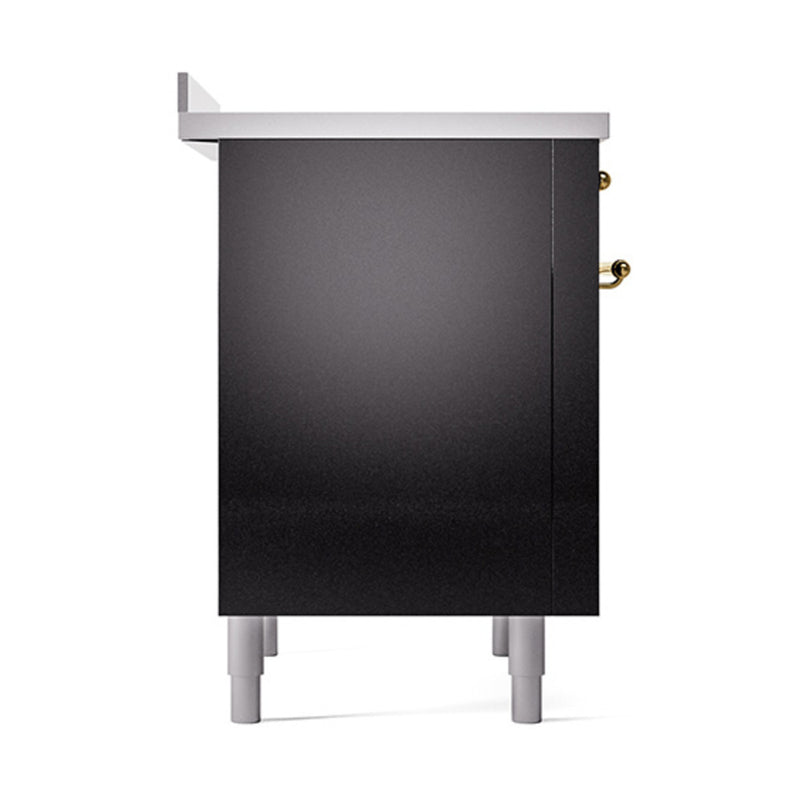 ILVE 36-Inch Nostalgie II Induction Range with Solid Door Oven in Glossy Black with Copper Trim (UPI366QNMPBKP)