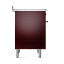 ILVE 36-Inch Nostalgie II Induction Range with Solid Door Oven in Burgundy with Chrome Trim (UPI366QNMPBUC)