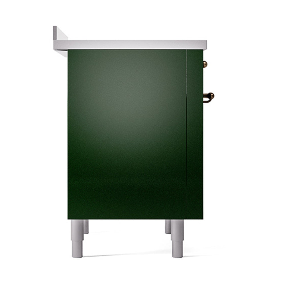 Emerald green solid oven door with bronze side handles and legs