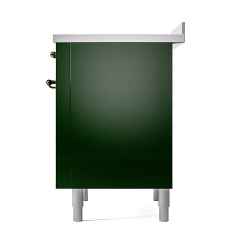 ILVE 36-Inch Nostalgie II Induction Range with Solid Door Oven in Emerald Green with Bronze Trim (UPI366QNMPEGB)