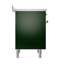 ILVE 36-Inch Nostalgie II Induction Range with Solid Door Oven in Emerald Green with Brass Trim (UPI366QNMPEGG)