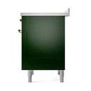 ILVE 36-Inch Nostalgie II Induction Range with Solid Door Oven in Emerald Green with Brass Trim (UPI366QNMPEGG)