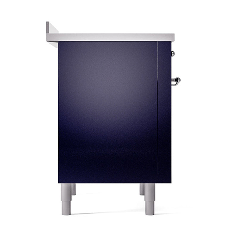 ILVE 36-Inch Nostalgie II Induction Range with Solid Door Oven in Midnight Blue with Chrome Trim (UPI366QNMPMBC)