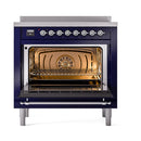 ILVE 36-Inch Nostalgie II Induction Range with Solid Door Oven in Matte Graphite in Chrome Trim (UPI366QNMPMGC)