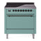 ILVE 36-Inch Nostalgie II Induction Range with Solid Door Oven in Mediterranean Mint with Burnished Bronze Trim (UPI366QNMPMMB)