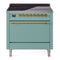 ILVE 36-Inch Nostalgie II Induction Range with Solid Door Oven in Mediterranean Mint with Brass Trim (UPI366QNMPMMG)