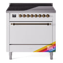 ILVE 36-Inch Nostalgie II Induction Range with Solid Door Oven in Custom RAL with Bronze Trim (UPI366QNMPRAB)