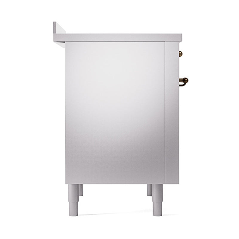 ILVE 36-Inch Nostalgie II Induction Range with Solid Door Oven in Stainless Steel with Bronze Trim (UPI366QNMPSSB)