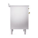 ILVE 36-Inch Nostalgie II Induction Range with Solid Door Oven in Stainless Steel with Brass Trim (UPI366QNMPSSG)