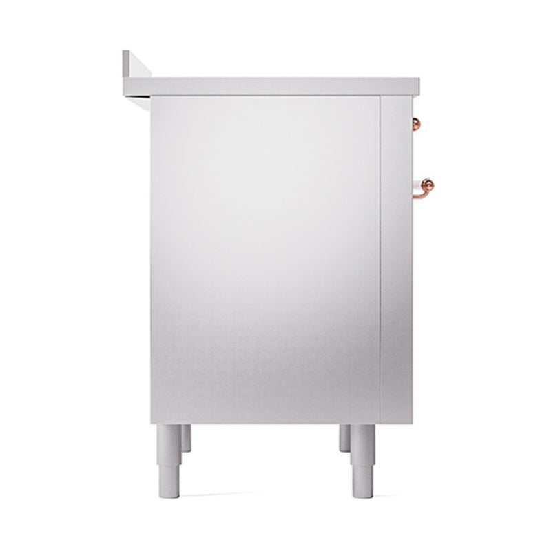 ILVE 36-Inch Nostalgie II Induction Range with Solid Door Oven in Stainless Steel with Copper Trim (UPI366QNMPSSP)
