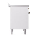 ILVE 36-Inch Nostalgie II Induction Range with Solid Door Oven in White with Bronze Trim (UPI366QNMPWHB)