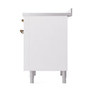ILVE 36-Inch Nostalgie II Induction Range with Solid Door Oven in White with Bronze Trim (UPI366QNMPWHB)