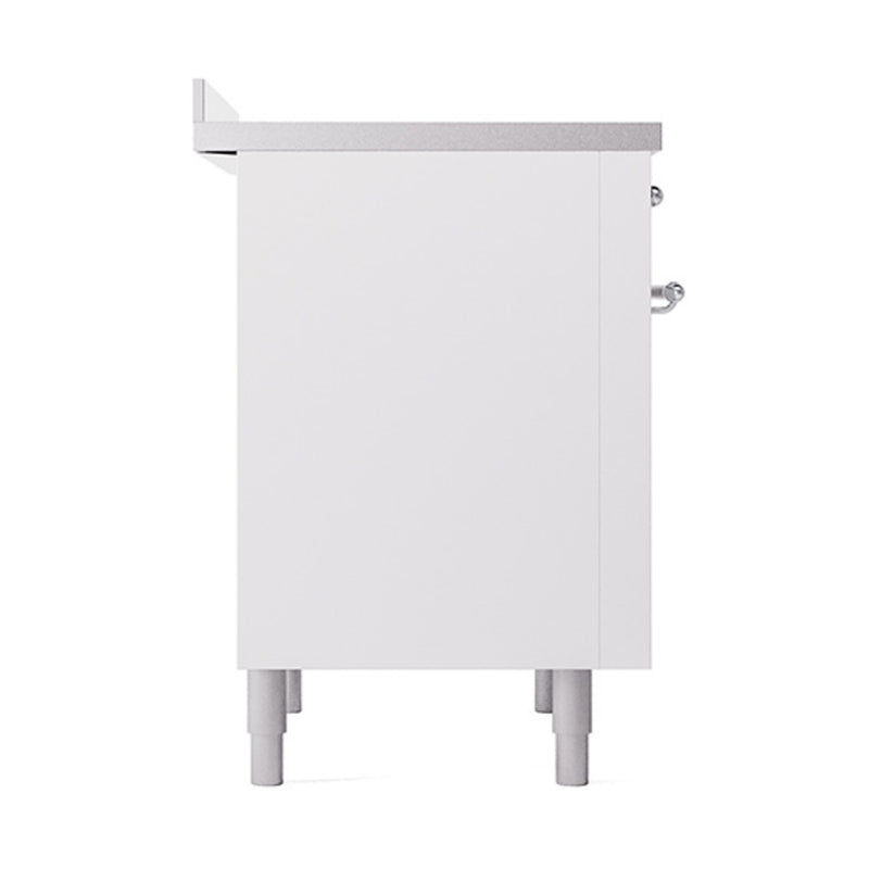 ILVE 36-Inch Nostalgie II Induction Range with Solid Door Oven in White with Chrome Trim (UPI366QNMPWHC)