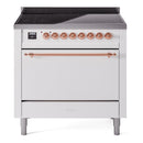 ILVE 36-Inch Nostalgie II Induction Range with Solid Door Oven in White with Copper Trim (UPI366QNMPWHP)