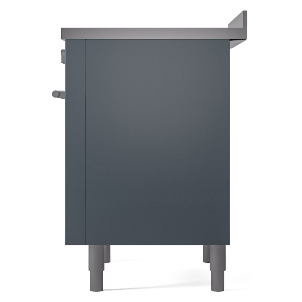 Blue-gray induction range back side panel with mounting feet