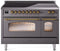 ILVE Nostalgie II 48-Inch Freestanding Electric Induction Range in Matte Graphite with Brass Trim (UPI486NMPMGG)