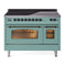 ILVE Nostalgie II 48-Inch Freestanding Electric Induction Range in Mediterranean Mint with Burnished Bronze Trim (UPI486NMPMMB)