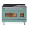 ILVE Nostalgie II 48-Inch Freestanding Electric Induction Range in Mediterranean Mint with Chrome Trim (UPI486NMPMMC)