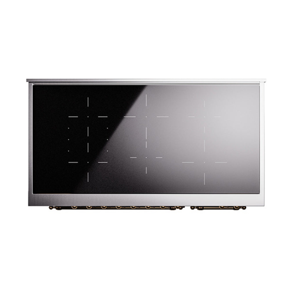 ILVE freestanding electric induction range, black glass front panel