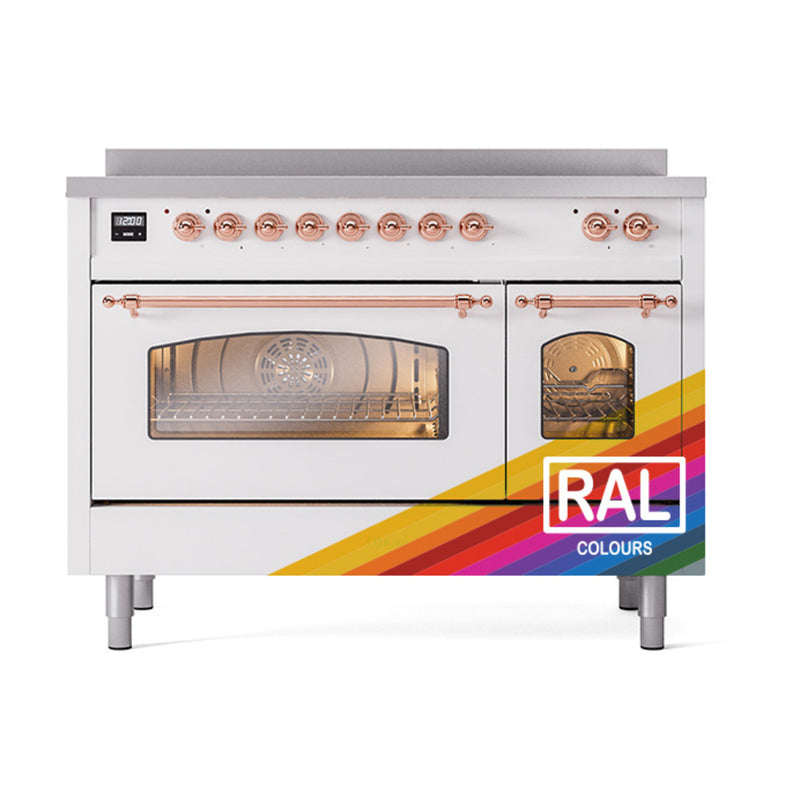 ILVE Nostalgie II 48-Inch Freestanding Electric Induction Range in Custom RAL with Copper Trim (UPI486NMPRAP)