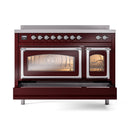 ILVE Nostalgie II Noblesse 48-Inch Induction Range with Triple Glass Door in Burgundy with Chrome Trim (UNI486NMPBUC)