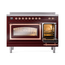 ILVE Nostalgie II Noblesse 48-Inch Induction Range with Triple Glass Door in Burgundy with Copper Trim (UNI486NMPBUP)