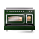 ILVE Nostalgie II Noblesse 48-Inch Induction Range with Triple Glass Door in Emerald Green with Chrome Trim (UNI486NMPEGC)