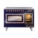 ILVE Nostalgie II Noblesse 48-Inch Induction Range with Triple Glass Door in Midnight Blue with Copper Trim (UNI486NMPMBP)