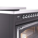 ILVE Nostalgie II Noblesse 48-Inch Induction Range with Triple Glass Door in Matte Graphite with Chrome Trim (UNI486NMPMGC)