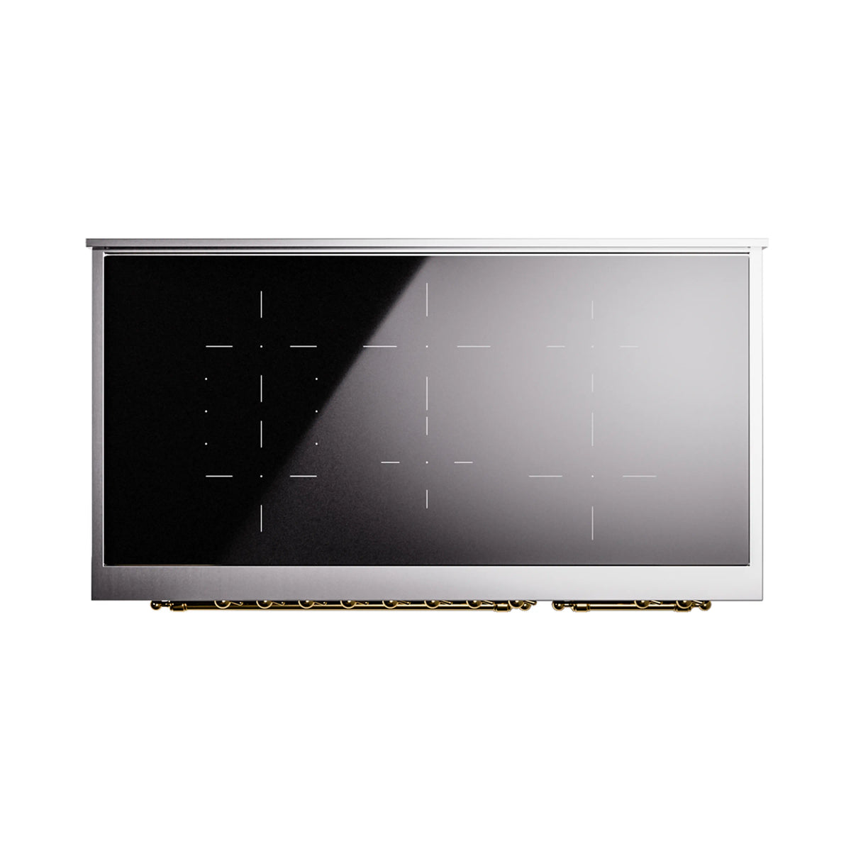 Induction range with dark glass control panel insert and sleek matte graphite face