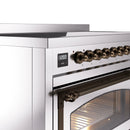 ILVE Nostalgie II Noblesse 48-Inch Induction Range with Triple Glass Door in Stainless Steel with Bronze Trim (UNI486NMPSSB)