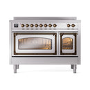 ILVE Nostalgie II Noblesse 48-Inch Induction Range with Triple Glass Door in Stainless Steel with Bronze Trim (UNI486NMPSSB)