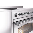 ILVE Nostalgie II Noblesse 48-Inch Induction Range with Triple Glass Door in Stainless Steel with Chrome Trim (UNI486NMPSSC)