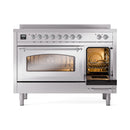 ILVE Nostalgie II Noblesse 48-Inch Induction Range with Triple Glass Door in Stainless Steel with Chrome Trim (UNI486NMPSSC)