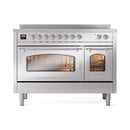 ILVE Nostalgie II Noblesse 48-Inch Induction Range with Triple Glass Door in Stainless Steel with Chrome Trim (UNI486NMPSSC)