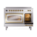 ILVE Nostalgie II Noblesse 48-Inch Induction Range with Triple Glass Door in Stainless Steel with Brass Trim (UNI486NMPSSG)