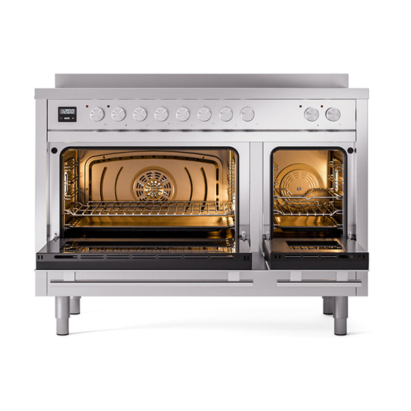 ILVE 48-inch Professional Plus II Induction Range with Solid Door Oven in Stainless Steel (UPI486QMPSS)