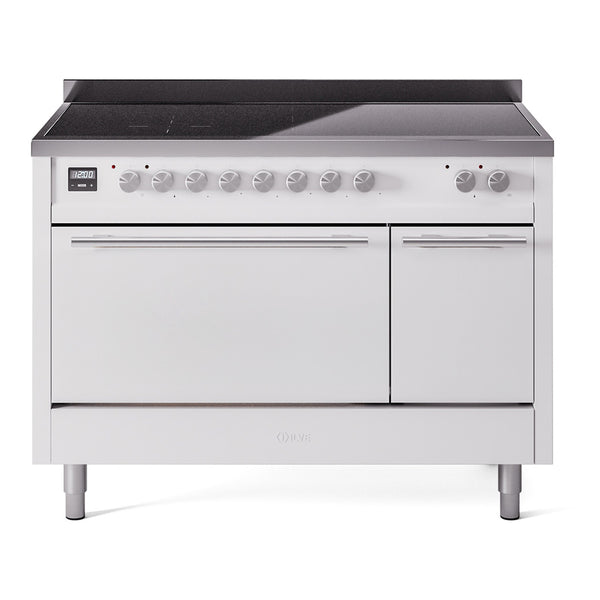 ILVE 48-inch Professional Plus II Induction Range with Solid Door Oven in White (UPI486QMPWH)