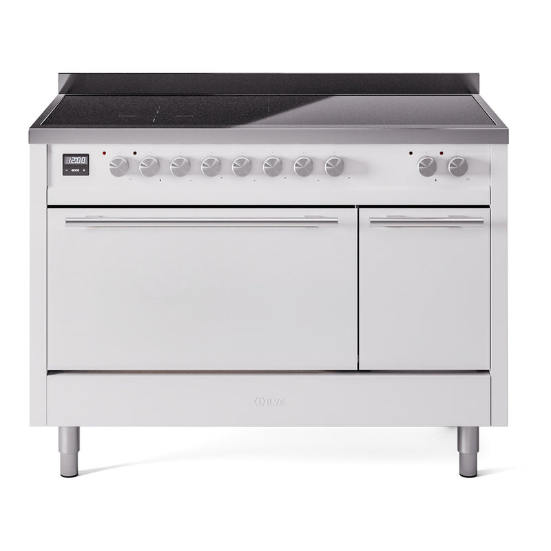 ILVE 48-inch Professional Plus II Induction Range with Solid Door Oven in White (UPI486QMPWH)